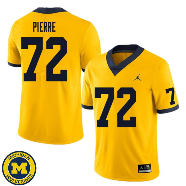 Men Michigan Wolverines #72 Elijah Pierre Yellow Official Game Jersey